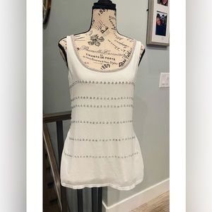 Express business casual rhinestone blouse tank with rose gold beading.